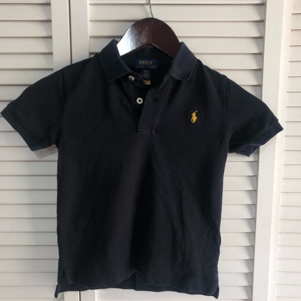 Polo by Ralph Lauren Navy Short Sleeve Polo with Yellow Pony